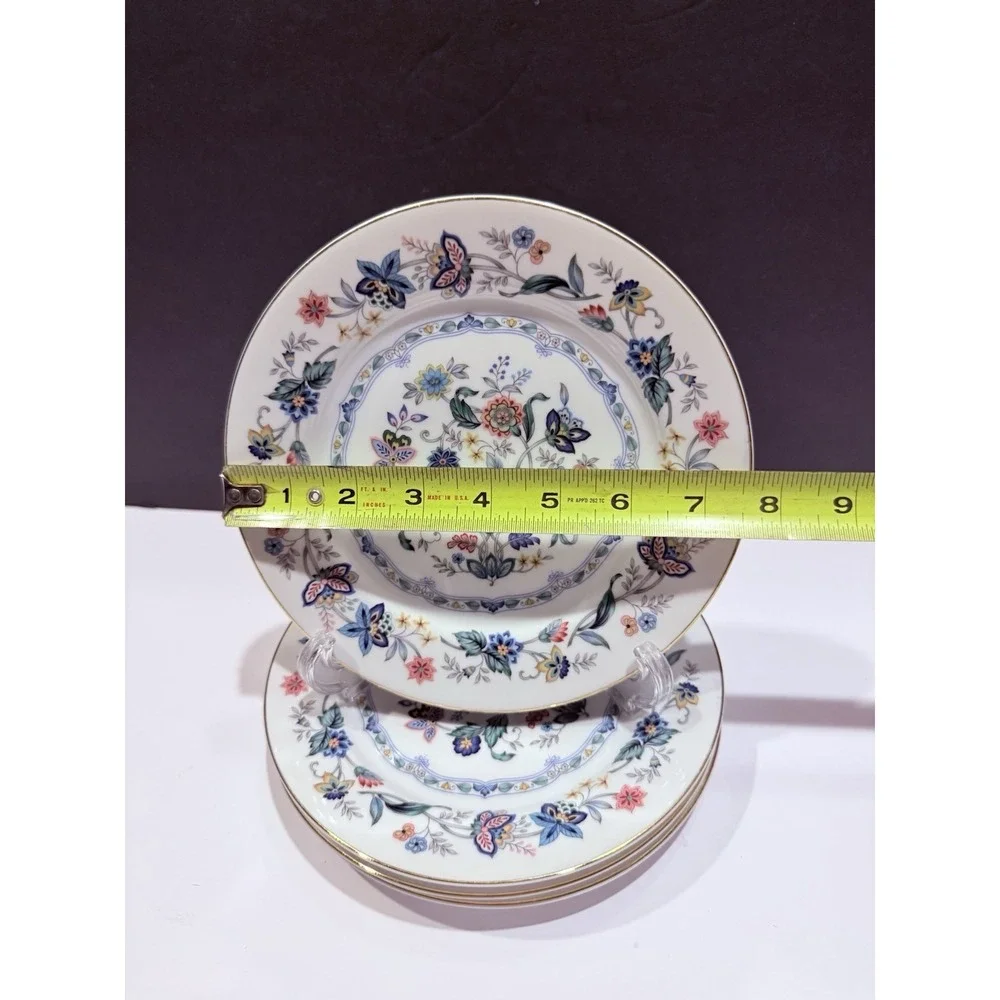 Andrea by Sadek Garden of India Dessert Plates Set 4 Japan Floral Gol